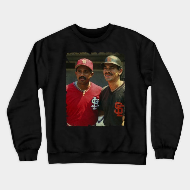 Benito Santiago in St. Louis Cardinals and Tony Pena in San Diego Padres Crewneck Sweatshirt by PESTA PORA